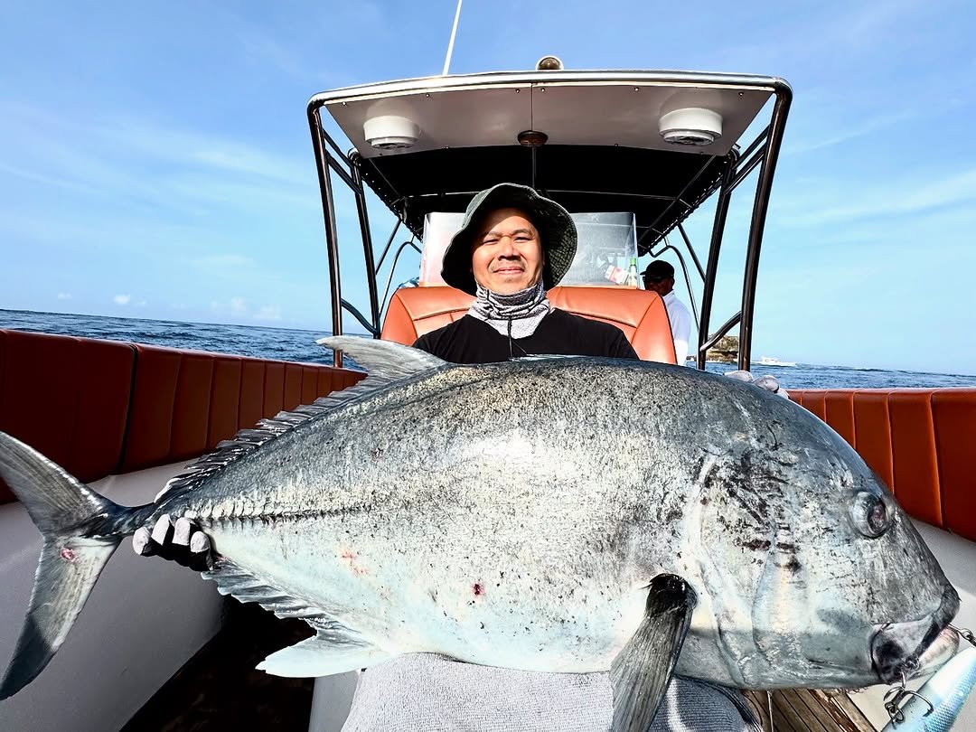 Angler with a big GT catch in Bali